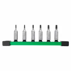 This 25-piece Torx bit socket set includes six bits with tip sizes ranging from T8 to T27. The bits are designed for use with a 1/4 in drive and feature a fixed insert construction. Suitable for driving Torx fasteners in assembly, repair, and maintenance tasks.