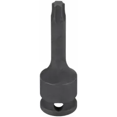 This Torx impact bit socket features a T40 tip size and a fixed insert design. With an overall length of 2 23/64 inches, it is suited for high-torque fastening applications using impact tools.