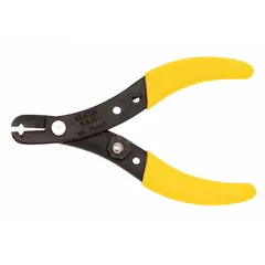Manual wire stripper for cutting and stripping insulation from 24 to 12 AWG solid and stranded wire. Overall length of 5-1/8 in with standard cushion grip. Suitable for electrical installation, maintenance, and repair tasks.