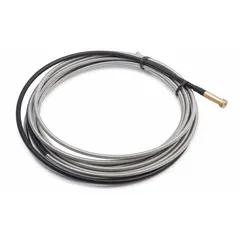 Steel liner for Lincoln MIG guns, part of the Magnum series. Guides 0.045-inch diameter welding wire from the feeder to the contact tip. Measures 25 feet in length.