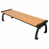 This vandal-resistant resinwood bench features a cedar plank surface and black frame. With an overall length of 72 inches and height of 17 inches, it is suited for outdoor seating in public or commercial spaces such as parks, campuses, and transit areas