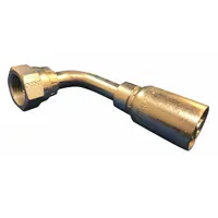 Carbon steel 90° elbow hydraulic hose fitting with female BSP thread (1/2"-14) on one end and male hose end for -8 dash size hose. Used to connect a hose to a BSP threaded port while changing flow direction by 90 degrees in hydraulic systems
