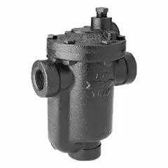 Cast iron inverted-bucket steam trap with 1/2-inch FNPT connections, configured for in-line horizontal installation. Maximum capacity of 955 lb/hr at 125 psig and 450°F. Used to discharge condensate from steam systems in industrial heating and process applications such as steam mains, heat exchangers, and tracing lines. Strainer not included.