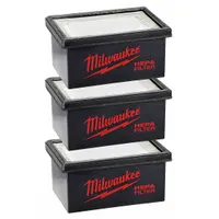 This HEPA-rated dry paper cartridge filter is designed for use with MILWAUKEE Hammervac vacuum models 2306-20, 2306-22, 2712-22DE, and 2715-22DE. It captures fine dry dust and debris, maintaining suction and protecting the vacuum motor during construction or renovation cleanup