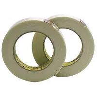 This polyester film tape with rubber adhesive provides abrasion resistance for electrical insulation. It is used for wrapping and protecting wiring in motors, transformers, and control equipment. The transparent backing allows visual inspection of taped connections. Each pack contains 144 rolls
