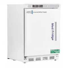This undercounter pharmacy freezer provides 4.2 cubic feet of storage capacity with a temperature range of -25°C to -15°C. It features auto defrost and a left-hinged door. Suitable for storing temperature-sensitive medications, vaccines, and biological samples in clinical and laboratory settings.