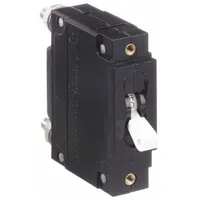 This 60 A miniature circuit breaker features toggle-style actuation and threaded insert mounting for front panel installation. Rated for 240/277V AC and 125V DC, it provides overcurrent protection in control panels, HVAC equipment, and power distribution systems. Terminal connection is via #1/4-20 studs