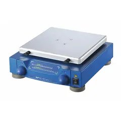 This IKA orbital shaker provides a speed range of 0 to 800 RPM with electronic adjustment of speed and timer. It is used for mixing, blending, and agitating samples in laboratory and industrial settings where consistent orbital motion is required.