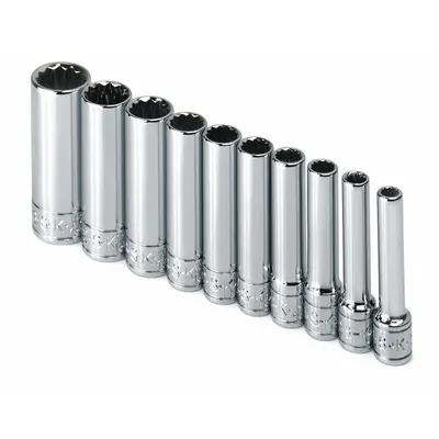 SK PROFESSIONAL TOOLS Socket Set: 1/4 in Drive, 10 Piece, 12-Point, SAE - SAE & Metric Socket Sets