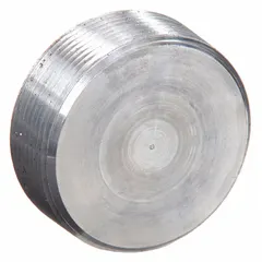 Aluminum blank plug with plain finish for sealing unused openings in explosion-proof enclosures, junction boxes, or conduit systems. Features 2-inch trade size, NPT thread, and male-to-male connection. Prevents entry of dust, moisture, and gases in classified environments.