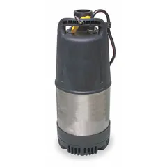 This submersible dewatering pump is designed for continuous-duty water removal in flooded areas, construction sites, and basements. It handles solids up to 1/4 inch in diameter. Features a polyurethane impeller and silicon carbide shaft seal. Rated for 120V AC operation.