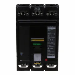 The SQUARE D MJL36400 is a 3-pole M-Frame molded case circuit breaker rated for 400 A at 600 V AC with a maximum AIR rating of 25 kA at 600 V AC. It features an adjustable instantaneous trip and box lug terminals for secure wiring. This breaker is suitable for use in panelboards and switchboards to protect electrical circuits from overloads and short circuits.