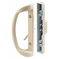 This recessed handle for sliding doors measures 8 inches in height and 1 7/8 inches in width. It is designed for flush-mount installation on sliding doors, providing a compact locking solution suitable for space-constrained applications.