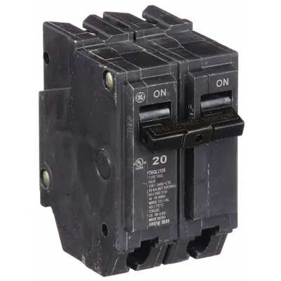 GE Miniature Circuit Breaker: THQL, 20 A, 120/240V AC, Single Phase, 10kA at 120/240V AC - THQP, THQL & THHQL Series, Plug-In GE Miniature Circuit Breakers