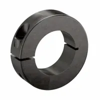 One-piece steel shaft collar with metric, round, clamp-on design. Bore diameter 32 mm, collar width 15 mm. Used for positioning and securing components on shafts in industrial machinery, conveyors, and automation equipment