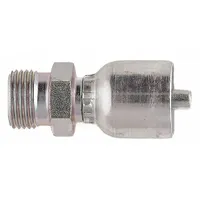 Steel straight fitting with male x genderless configuration. Connects metric-threaded ports to -12 dash size hydraulic hose via crimp connection. Thread size M36-2. Used in industrial hydraulic systems for fluid power transmission
