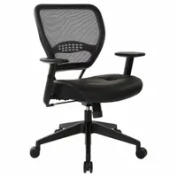 OFFICE STAR Office Chair: Space, Ht, Black, Leather & Mesh Material, 19 3/4 in Back Ht, Tilting Back (MPN 5700E)