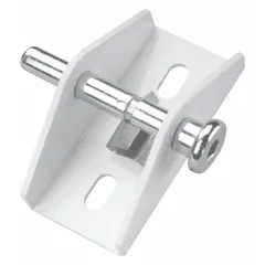 This sliding door lock measures 2 inches in height and 1 inch in width. It is designed to secure sliding doors in commercial or industrial settings, providing a simple locking mechanism to prevent unauthorized access or accidental movement.