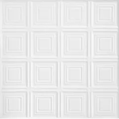 General-purpose mineral fiber ceiling tile from the Tincraft series, sized 24 in x 24 in with a Flush Tegular edge for 9/16 in grid systems. White finish, sag resistant, standard light reflectance (82% or less), and high recycled content (50% or more). Suitable for suspended ceilings in commercial interiors such as hospitality settings.