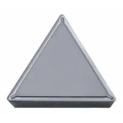 Triangle (T) indexable turning insert made of cermet material. Used for precision finishing and semi-finishing of steels and stainless steels in lathe turning operations. Delivers high wear resistance and smooth surface finish.