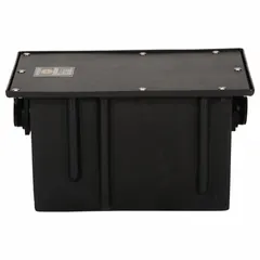 This ZURN grease interceptor is constructed of plastic and designed for installation in commercial kitchen drainage systems to separate fats, oils, and grease from wastewater. It has a flow rate of 10 gpm and includes mounting hardware. Overall dimensions are 23 inches in length and 14 1/2 inches in width.