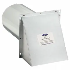 Round wall vent cap for terminating combustion air intake ducts. Constructed of aluminum with a silver finish, 24 ga material. Features a press-fit connection and includes a screen to prevent debris and pest entry. No backdraft damper.