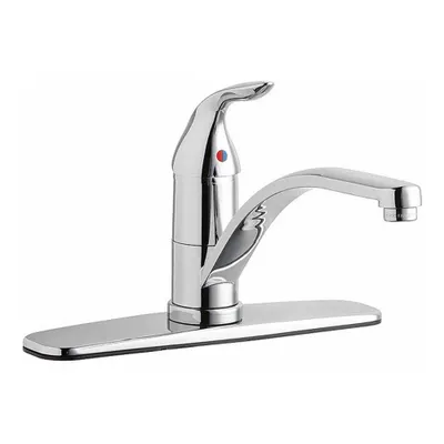 CHICAGO FAUCETS Low Arc Kitchen Faucet: 430, Brass, Single-Post, Deck, 3 Mounting Holes - Single-Post Kitchen Faucets