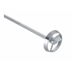 This IKA overhead stirrer impeller features a turbine blade shape for high-shear mixing and efficient fluid circulation. It has a 3/8-inch shaft diameter and a 15 3/4-inch shaft length. Compatible with manufacturer model number 0003992001. Used in laboratory and industrial mixing, blending, and dispersing applications.