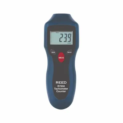 REED INSTRUMENTS Compact Photo Tachometer/Counter: +/-0.05% RPM Accuracy, 0.1 rpm, Included - Non-Contact Tachometers