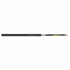 This shielded continuous flexing cable features 16 AWG stranded conductors and 3 conductors with PVC insulation. It is designed for exposed run tray applications requiring continuous flexing, such as in cable carriers and drag chains. Minimum bend radius is 4 x OD for fixed installation and 6 x OD for flexible use. Sold by the foot in black.