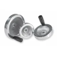 Solid hand wheel made of aluminum with a zinc-plated finish. Diameter 160 mm, bore 5/8 in. Used for manual valve actuation, machine tool adjustment, and positioning tasks in industrial machinery