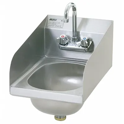 EAGLE GROUP Hand Sink: 1 Stations, 6 3/4 in Bowl Dp, 9 3/4 in Bowl Lg, 13 1/2 in Bowl Wd - One-Station Wall-Mounted Hand Sinks with Faucets