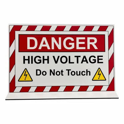 ZING Safety Sign: Plastic, Free Standing Sign Mounting, 6 1/2 in x 11 in Nominal Sign Size - Danger: High Voltage / Do Not Touch Signs