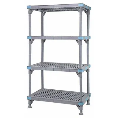 QUANTUM STORAGE SYSTEMS Shelving Unit: 72 in x 18 in, 62 in Overall Ht, 4 Shelves - Quick-Adjust Antimicrobial Stationary Plastic Shelving