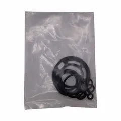 Replacement seal kit for manifold valve applications. Constructed from Nitrile material for resistance to petroleum-based oils and fuels. Used to replace worn seals, preventing fluid leaks and maintaining system pressure.