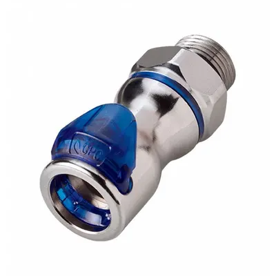 CPC Quick Connection Coupling: Straight, 1/2 in Pipe Size, Cool Blue, Quick Disconnect - Chrome-Plated Brass Quick-Disconnect Tube Fittings