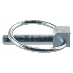 Standard lynch pin with 5/16 in shank diameter and 1-1/4 in usable length. Supplied without chain in a pack of 10. Used to secure clevis pins and hitch assemblies in agricultural, construction, and material handling equipment.