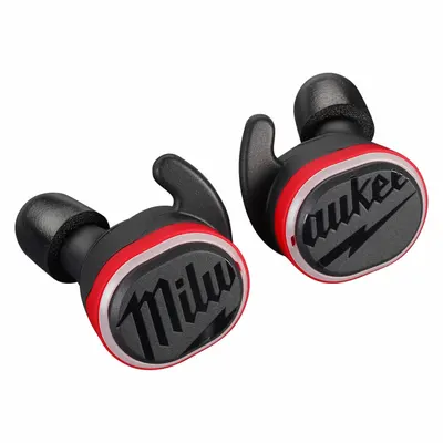 MILWAUKEE TOOL & EQUIPMENT Earbuds: 22 dB_25 dB NRR, Bluetooth, Listen - Electronic Earplugs for Communication