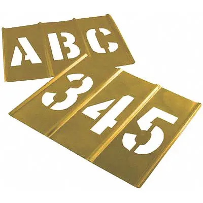 C.H. HANSON Stencil Set: 0 to 9/Ampersand (&)/A to Z/Dash (-)/Dollar Sign ($)/Period (.) - Brass Interlocking Stencil Sets