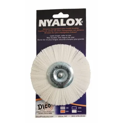 DICO Abrasive Wheel Brush: Nylon, 4" Dia x 3/8" Wd, Shank - Nonabrasive Cleaning Brushes