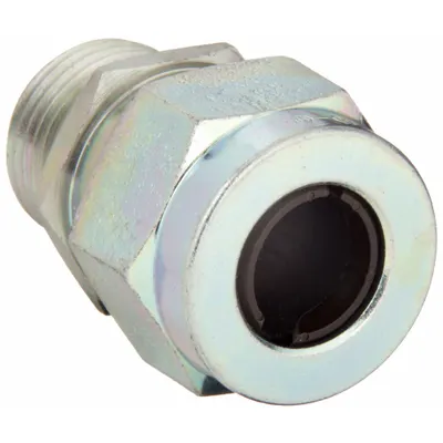 HUBBELL WIRING DEVICE-KELLEMS Liquid Tight Cord Connector: Steel, 1/2 in MNPT, 0.50 in to 0.63 in, Silver - Straight Metallic Cable Grips