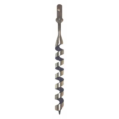 AMS Flighted Screw Auger Head: Carbon Steel, 1 1/2 in Overall Dia, 12 in Overall Lg - Soil Auger Accessories
