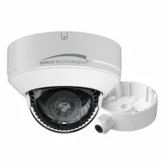 Fixed dome camera with 8MP resolution and 1/2.8" CMOS sensor. Max focal length 2.8 mm, max viewing angle 116.2°. RJ45 connector for network video transmission. Suitable for indoor or outdoor surveillance in retail, office, or warehouse environments.
