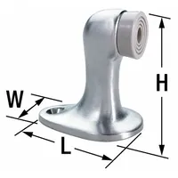 Floor-mounted door stop in bronze, measuring 2-5/8 in length, 1-5/8 in width, and 2-3/4 in overall height. Designed to limit door swing and protect walls in commercial or industrial settings