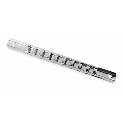 PROTO Socket Rail: Silver, 1 in Overall Wd, 10 Posts/Slots, Steel - Socket Rails & Trays