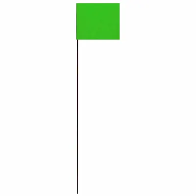 HY-KO PRODUCTS Marking Flag: 21 in x 1 1/2 in Flag Size (HxW), 21 in Staff Ht, Green, Blank - Plain Marking Flags with Wire Staff