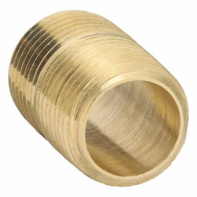 PARKER Pipe Nipple: Brass, 3/8 in Nominal Pipe Size, 1 in Overall Lg - Instrumentation Brass Pipe & Pipe Nipples