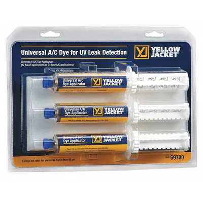 YELLOW JACKET Fluorescent Dye: 1 oz - Leak Detection Dye Injector Kits