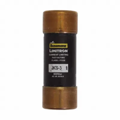BUSSMANN Fuse: JKS Series, Class J, Cylindrical Body, Fast-Acting, 3 A, 600 V AC - Fast-Acting Cylindrical Fuses