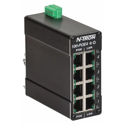 RED LION Ethernet Switch: Unmanaged, DIN Rail, 4 Ports, RJ45 - DIN Rail-Mount Ethernet Switches
